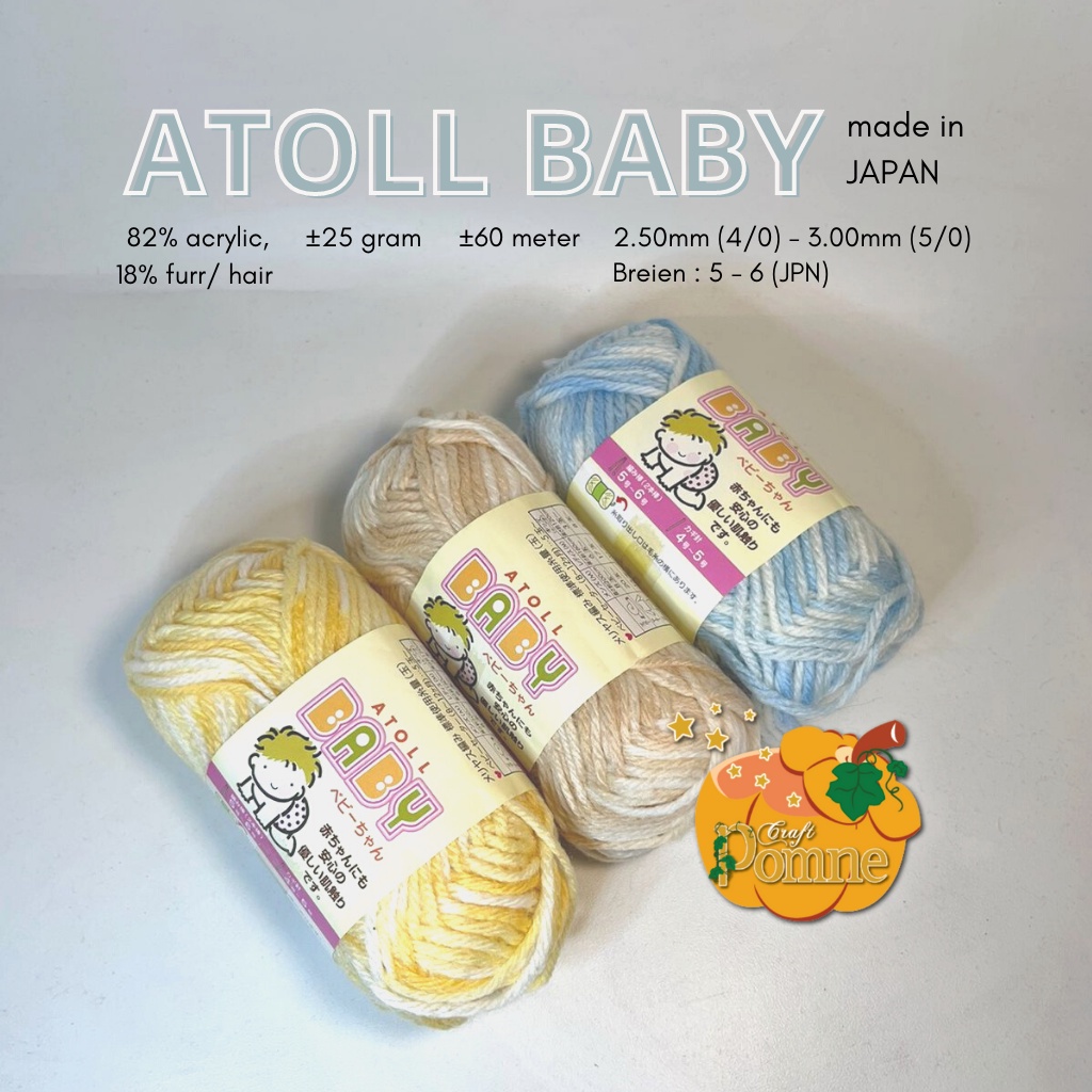 NEW!! ATOLL BABY YARN MADE IN JAPAN BENANG RAJUT BAYI LEMBUT HALUS SOFT PREMIUM ACRYLIC YARN