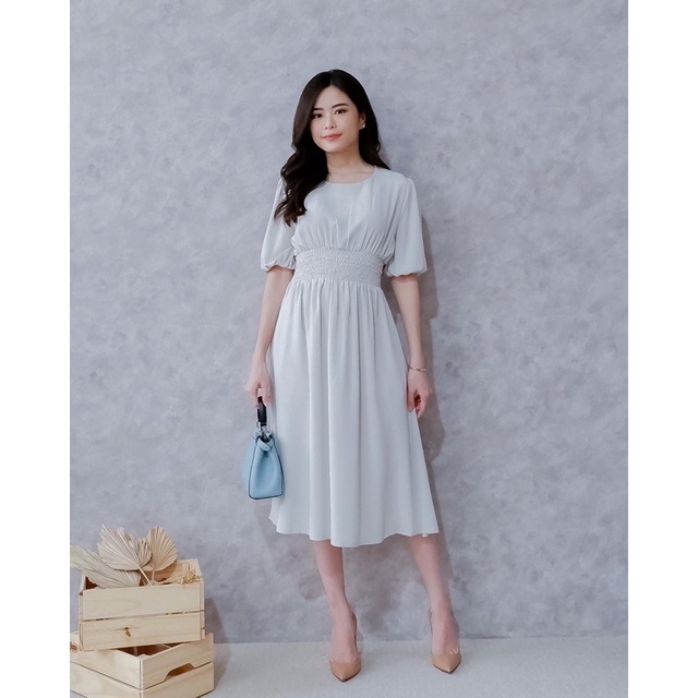 RALINE DRESS Fashion wanita terusan midi premium bumil kekinian casual santai formal kondangan