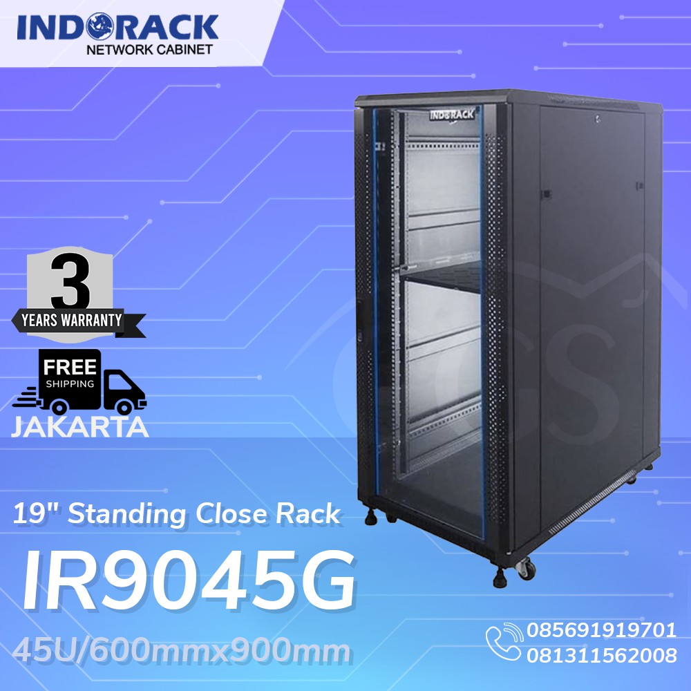INDORACK Close Rack IR9045G 19&quot; 45U Depth 900mm (Glass Door)