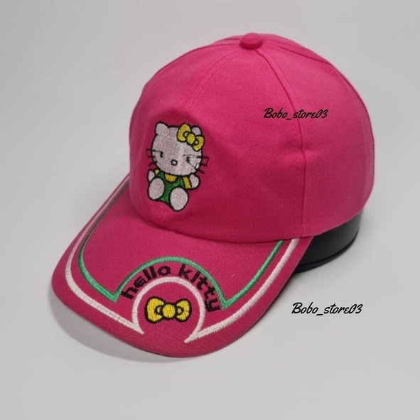 Bobo_store03 Topi Baseball Anak laki laki perempuan Karakter Superhero spiderman Tayo Boboboy hellokitty lol Usia 2 Sampai 8 Tahun Kualitas Terbaik-hellokity pink