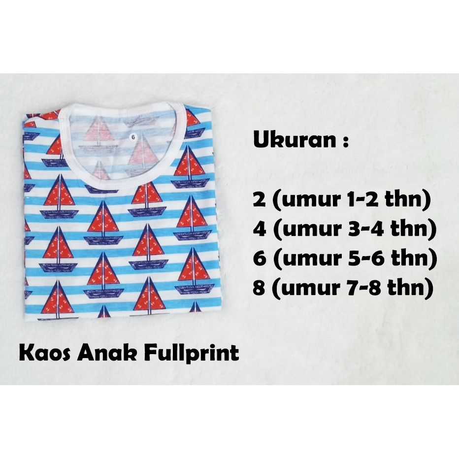 Kaos Anak Lengan Pendek Fullprint Kapal