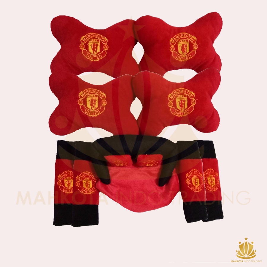 Bantal Jok Mobil Man United Set 9 PC / Bantal Leher Mobil MU 9 PC PROMO MURAH