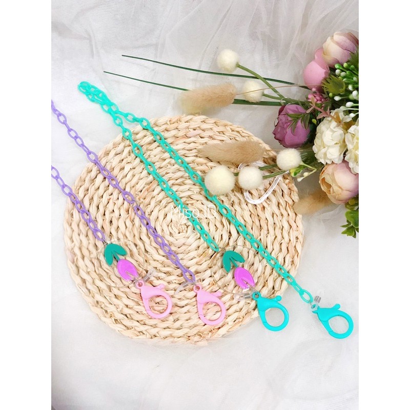 MISO TALI MASKER RANTAI AKRILIK TULIP TOSCA SERIES / Kalung strap masker korea anak