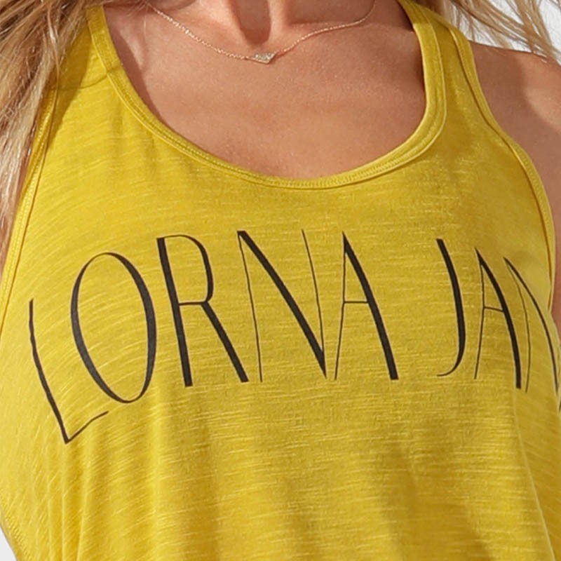 ORIGINAL LORNA JANE CLASSIC SLOUCHY TANK TOP ACID YELLOW MUSCLE TEE - SIZE M