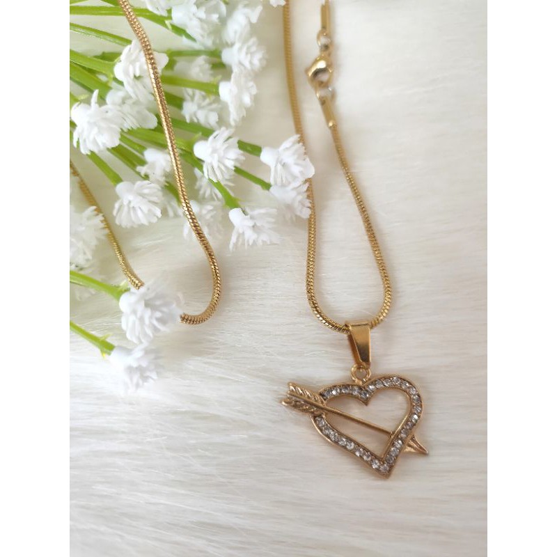 Kalung Permata Import Titanium Emas dan Silver Kalung Fashion f10