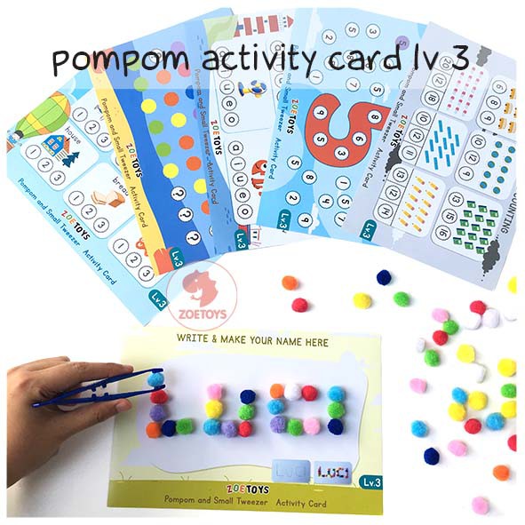 Zoetoys POMPOM | Pastel Activity Cards | pom pom 2 3 cm Kumis | Art Crafts | Bola Bulu Warna sensory toys | Cari Bingkisan Hampers