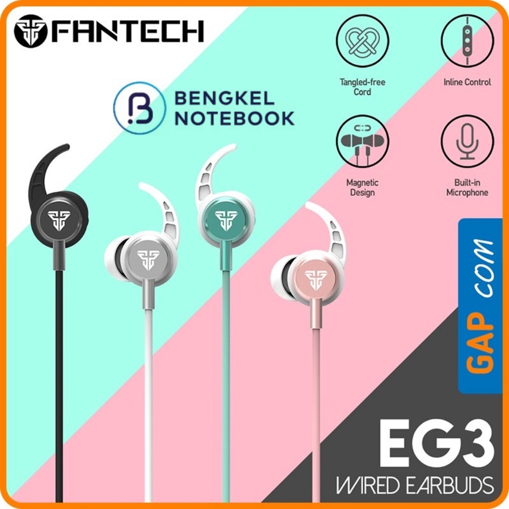 Ear Phone Earphone Headset Fantech Gaming EG3 Black Pink White