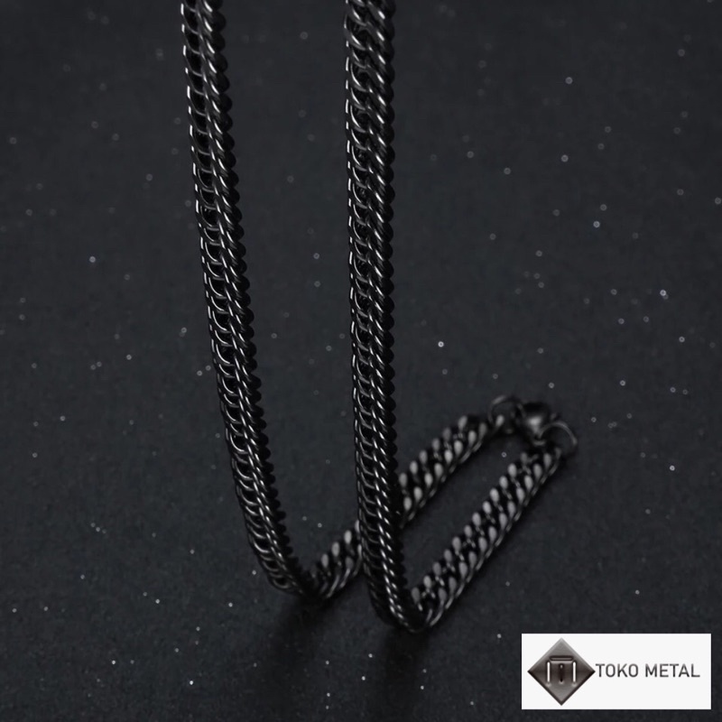 Kalung Titanium Hitam Rantai Pria dan Wanita 5 MM [ TokoMetal ]