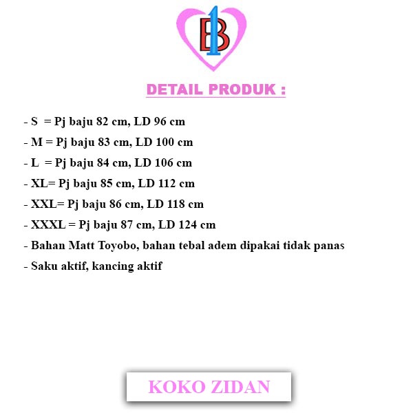 KOKO ZIDAN Pakaian Pria koko terbaru Matt Toyobo B1-Love 60476-61212-63228-65280-67147-70164(M,L,XL,XXL)