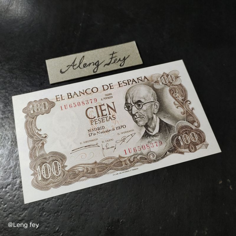 uang asing 100 pesetas Spanyol 1970