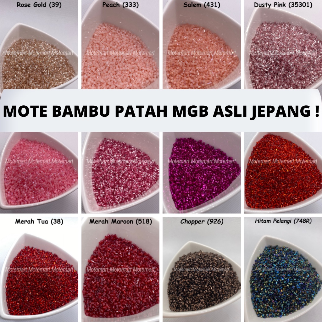 Mote Payet Manik Bambu Patah MGB Asli Jepang per 15 gram Part 2 WARNA PINK ROSEGOLD FANTA MERAH TUA 