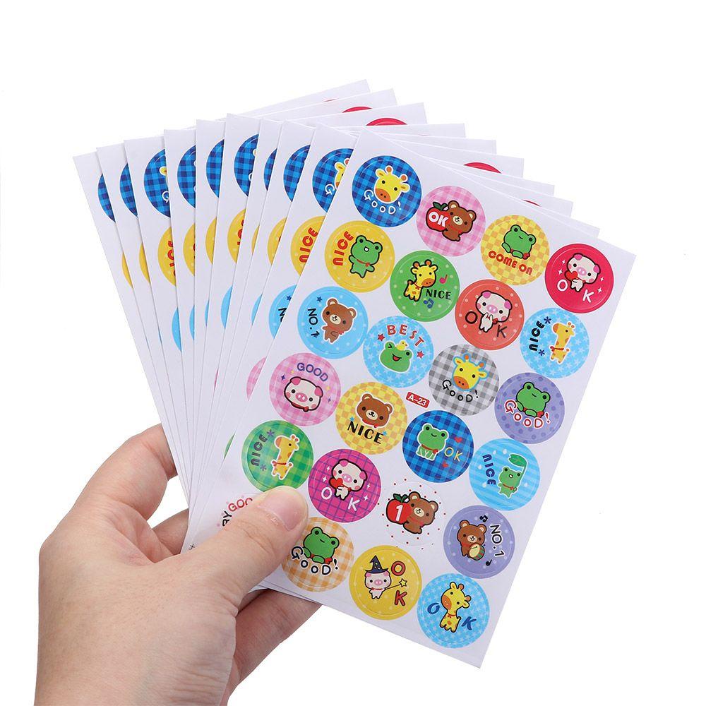 Nanas 240pcs Stiker Hadiah Anak Ibu Guru Penghargaan Perlengkapan Sekolah Label Puji