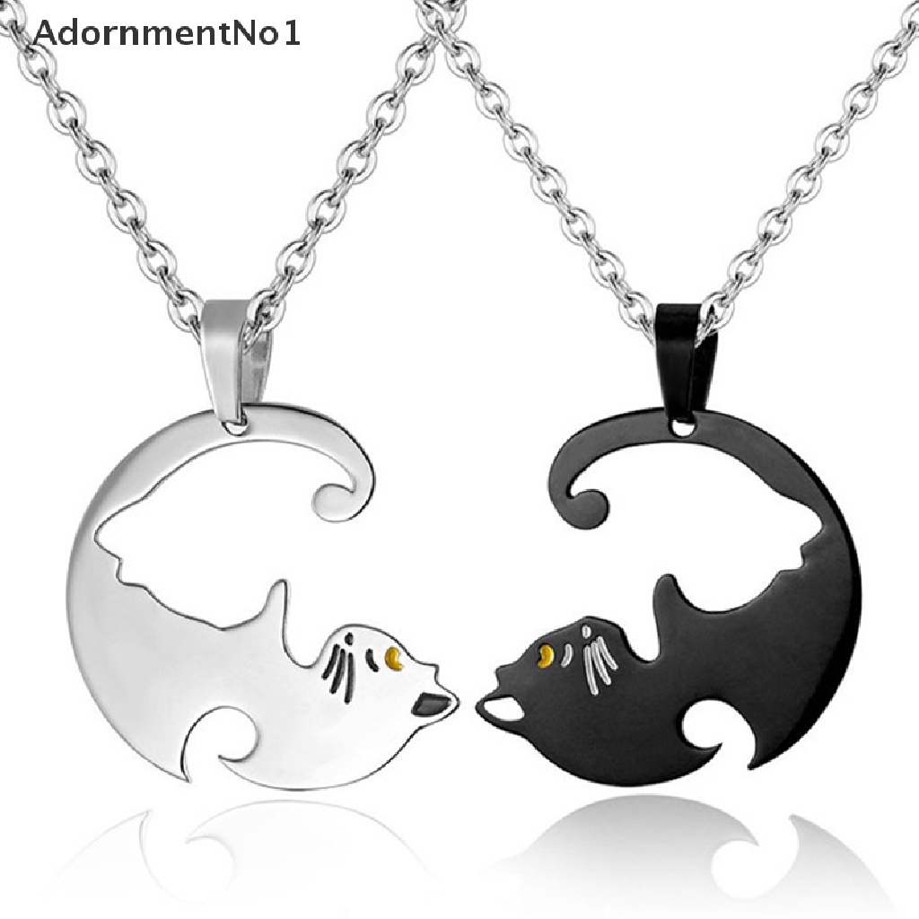 (AdornmentNo1) Kalung Rantai Dengan Liontin Kucing Bahan Stainless steel Untuk Pasangan / Pria / Wanita