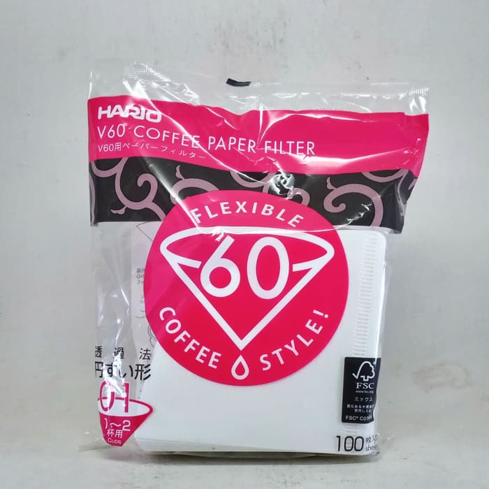 Jual Saringan Kopi Hario V60 Coffee Paper Filter isi 100 Lembar VCF01