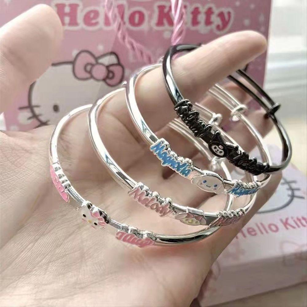 Augustina Kuromi Gelang Ditarik Kawaii Kepribadian Melodyku Tangan Dekorasi Perhiasan Kartun Cinnamoroll Animasi Seri Metal Wristlet