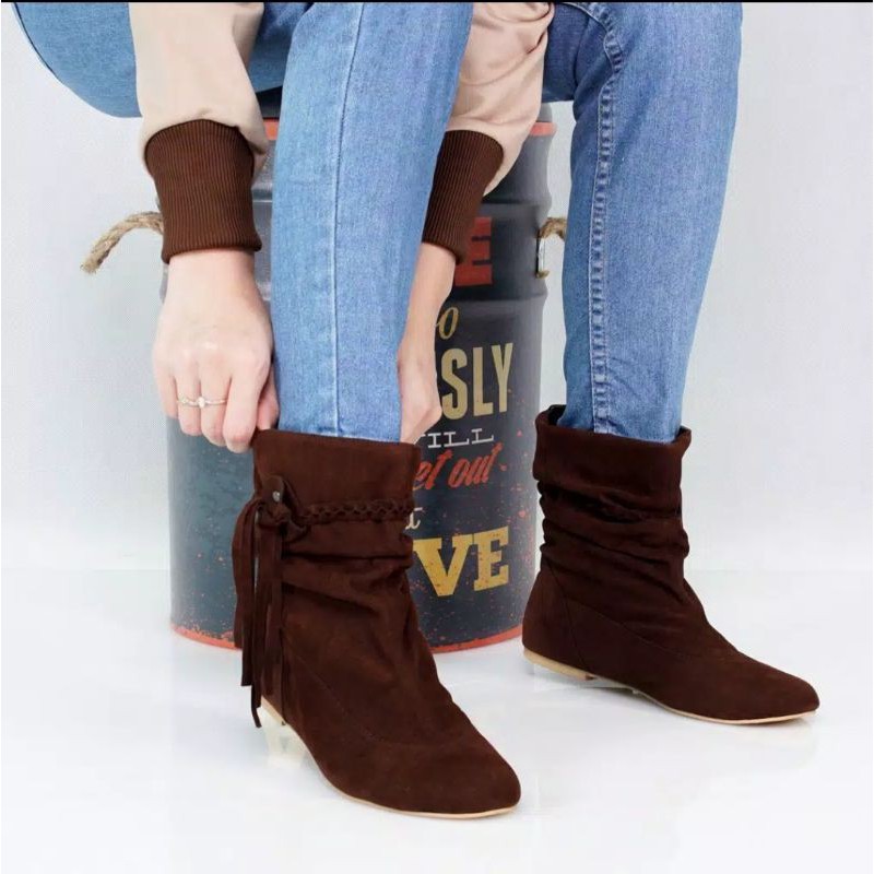 Sepatu Boots Wanita Cewek Bandung Premium Original Lokal