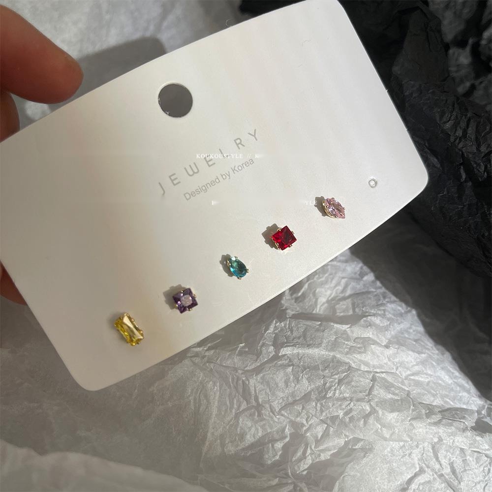 Set Anting Zirkon Warna-Warni Untuk Aksesoris