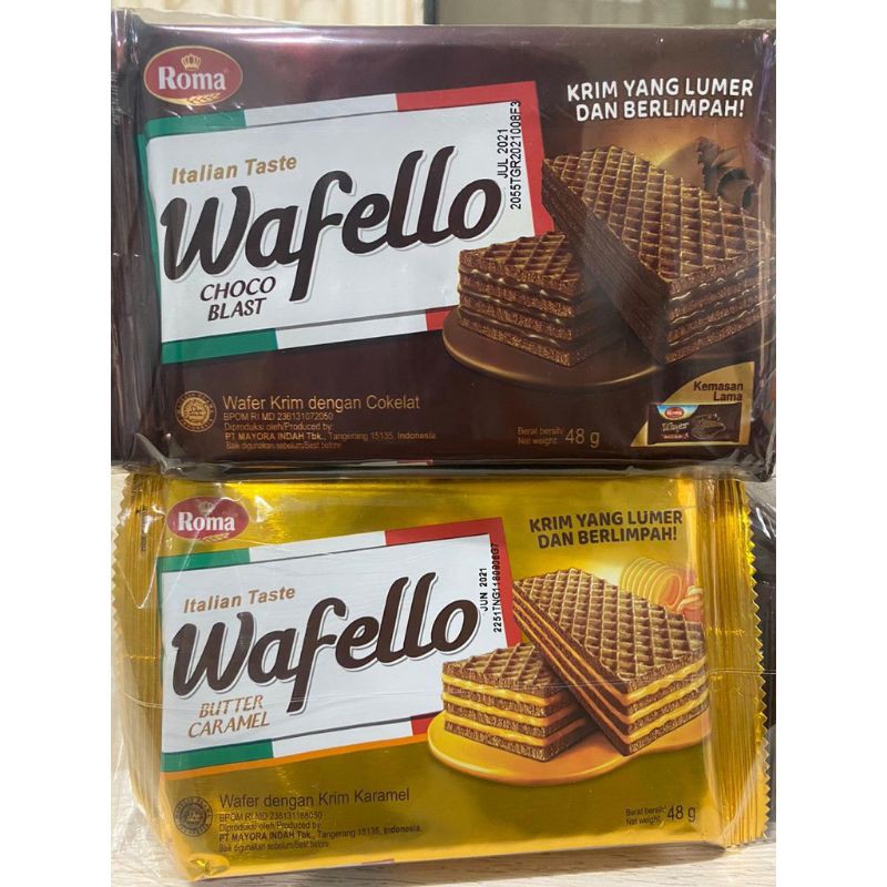 

Wafello Wafer Roma Rasa Butter Caramel Karamel Cokelat Choco Blast 48g