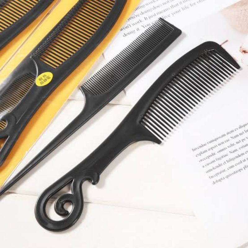 Sisir Rambut Set Hitam Polos 1 Set Isi 2 Pcs