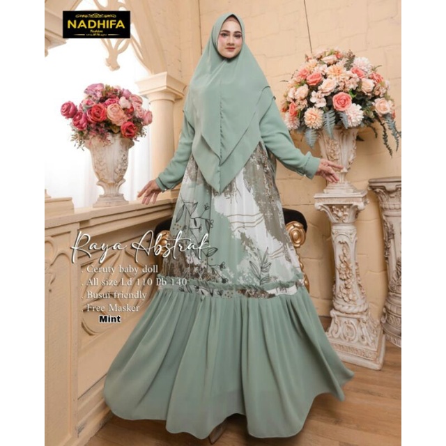 --kyi.fashion-- Gamis Syari Raya Abstrak Dress Wanita motif Ori Mudra/Nadhifa