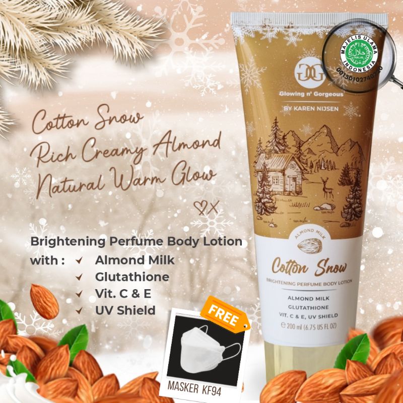 GnG Body lotion Glowing n Gorgeous by Karen Nijsen COTTON SNOW 200ml HALAL MUI BPOM
