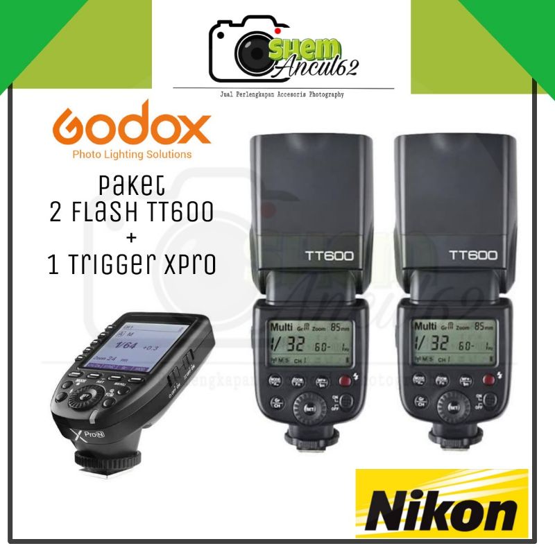 Paket Speddlite Flash Godox TT600 TT 600 tt600 plus Trigger Godox Xpro for Nikon