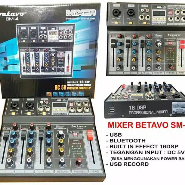 Audio mixer betavo SM4 BLUEtooth mixer 4 channel 16 dsp