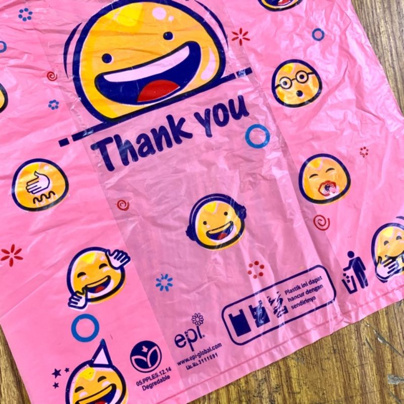 Kantong Plastik Kresek Warna-Warni Smile Thank You Uk 17 24 29 PLASTIK TERIMA KASIH