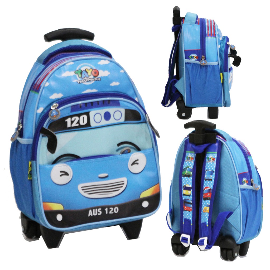 PROMO Tas Trolley Anak Laki Laki Sekolah TK / PG / PAUD KANTUNG Coin Sponge Anti Air Lengkap ( ROBOT - MOBIL BUS - DINO - KERETA )