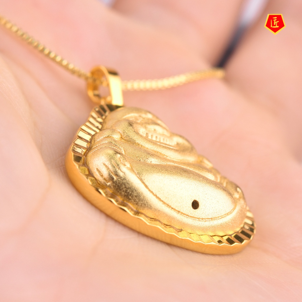 [Ready Stock]Gold Maitreya Buddha Necklace Blessing Pendant