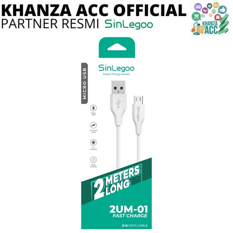 KHANZAACC SINLEGOO 2UM-01 Kabel Data Charger Panjang 2m Android Micro USB Fast Charging 3.1A