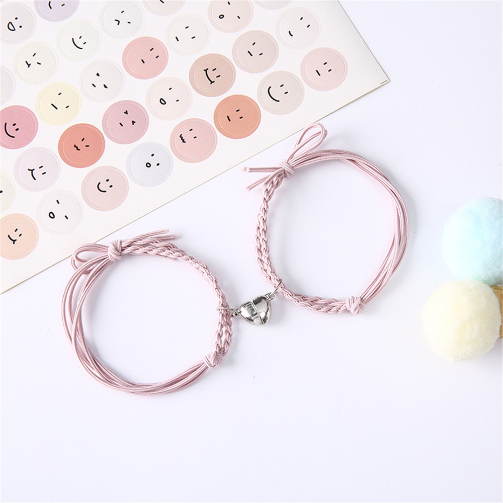 2Pcs Set Gelang Tali Magnet Pria Wanita Teman Pasangan Gadis Hitam Couple