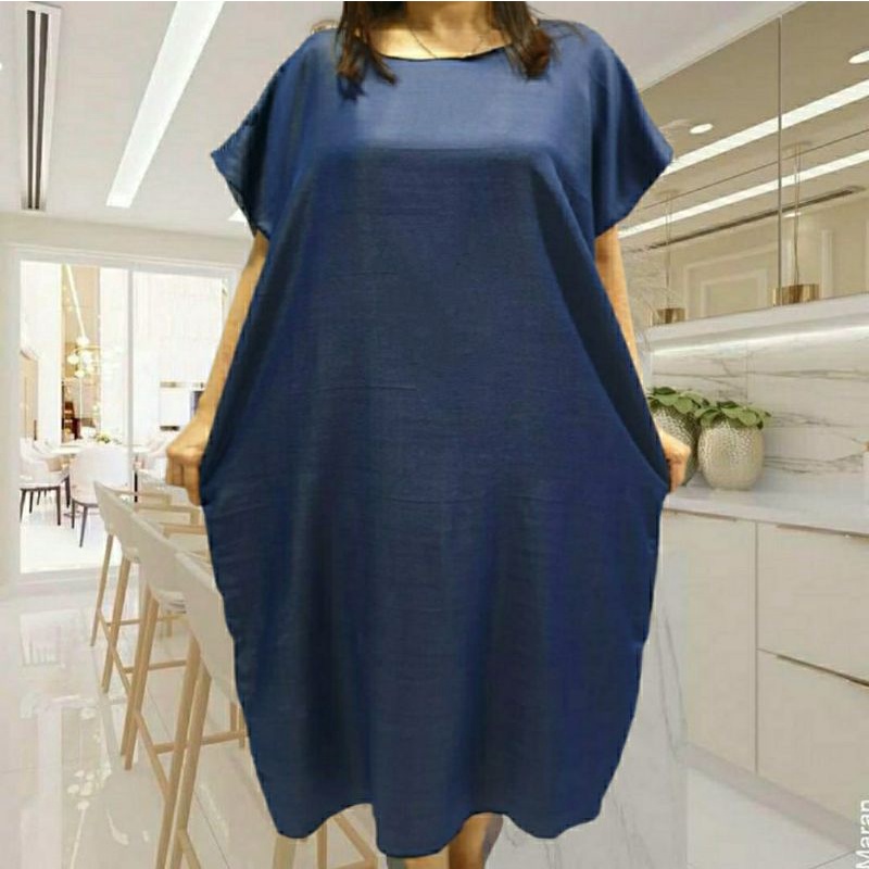 daster busui daster jumbo daster big size Dress jumbo/bigsize bahan denim halus/sofjeans berkwalitas