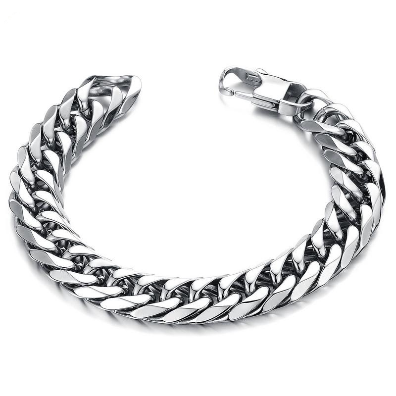 Gelang Rantai Bahan Titanium Steel Warna Silver Gaya Korea Untuk Pasangan