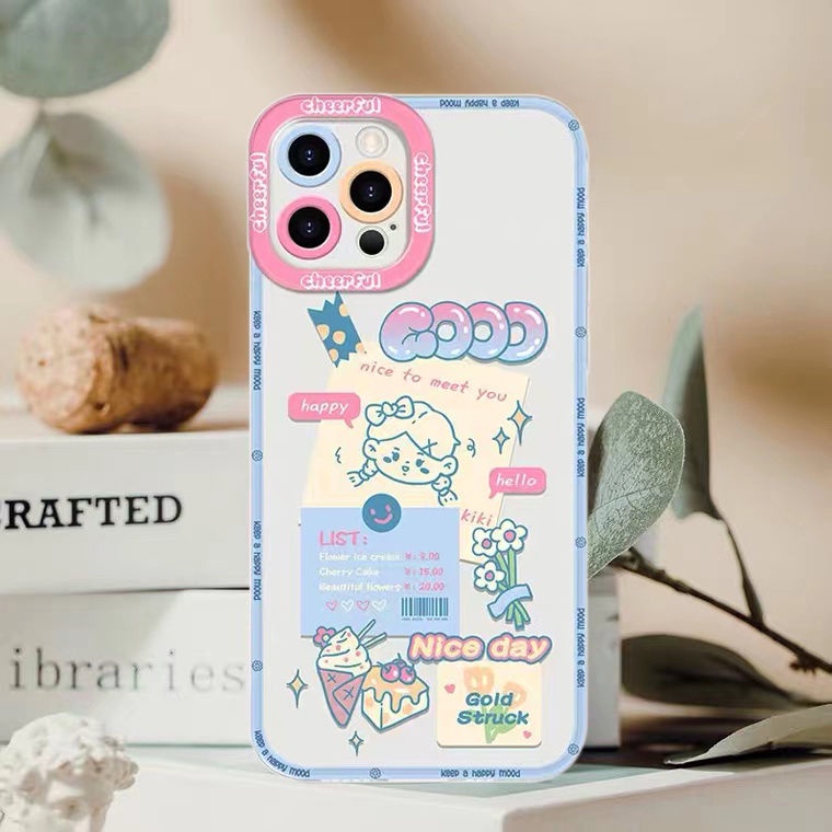 Soft Case Bahan TPU Motif Gadis Untuk Iphone 13 12 Mini 11 10 Pro XS Max X XR 8 7 6 6S Plus SE 2020