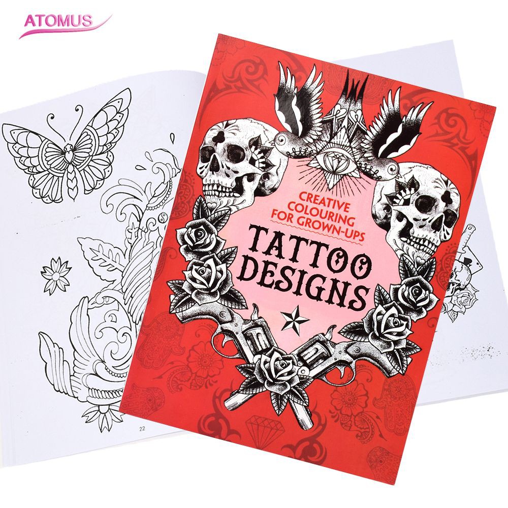 

PRODUK IMPORT Tattoo Supplies Cool Fashion Red Skull Design Sketch Tattoo Book Stencil Books Unique