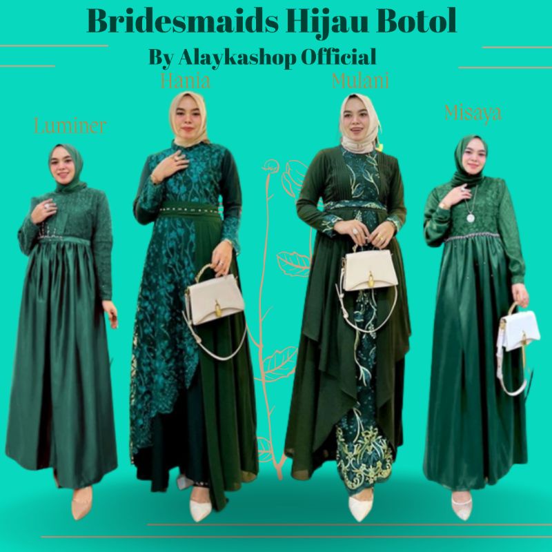 SERAGAM BRIDESMAID TERBARU UKURAN M L XL WARNA HIJAU BOTOL GAUN WISUDA GAMIS WANITA TERBARU
