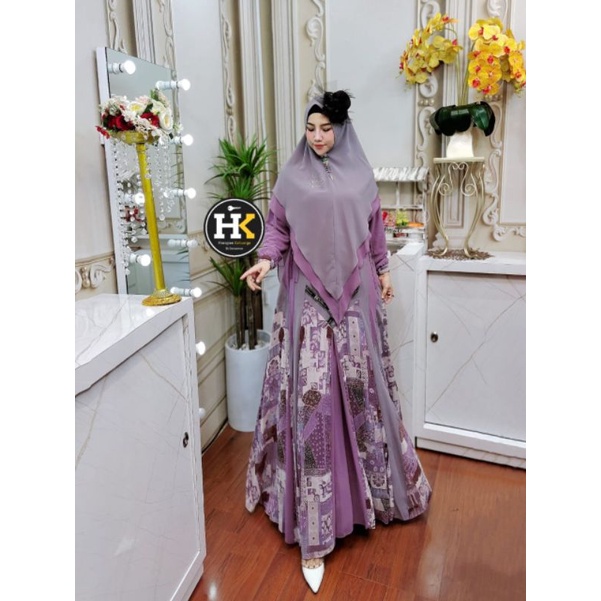 Aqifa Syar'i ORI by HK Dermawan / Gamis Set Syar’i / Gamis Pesta Mewah / Dress Muslimah Branded / Baju Syari Terbaru / Gamis Syari Mewah-3