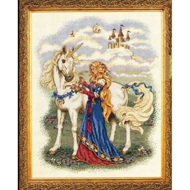 paket kristik wanita dan kuda poni istana kastil putri cross stitch 14ct