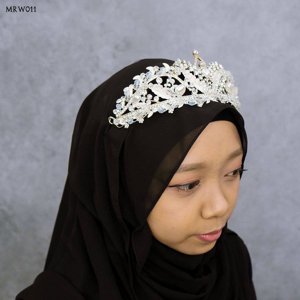 [STOCK TERBATAS] MAHKOTA HIJAB PESTA BRIDAL AKSESORIS WANITA SILVER MRW011