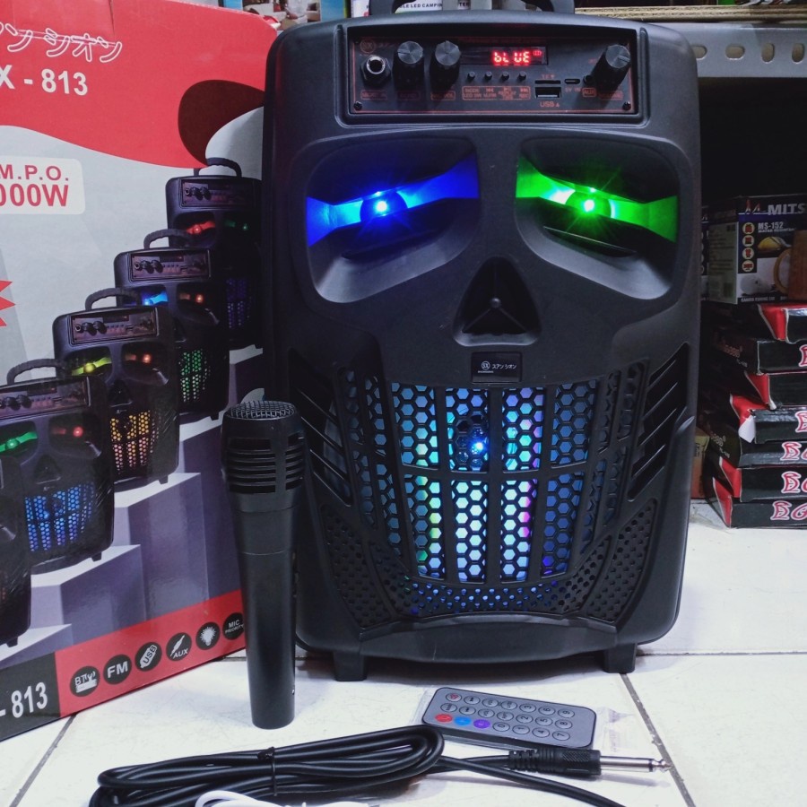 SPEAKER BLUETOOTH SHUANGXIONG SX-813 MODEL TERBARU GRATIS MICROPHONE + REMOT SUARA EXTRA BASS BERKUALITAS