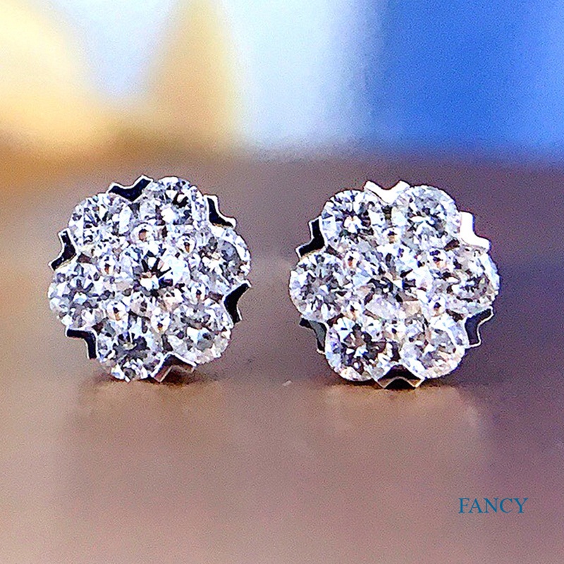 Anting Stud Cubic Zirconia Bentuk Bulat Untuk Wanita