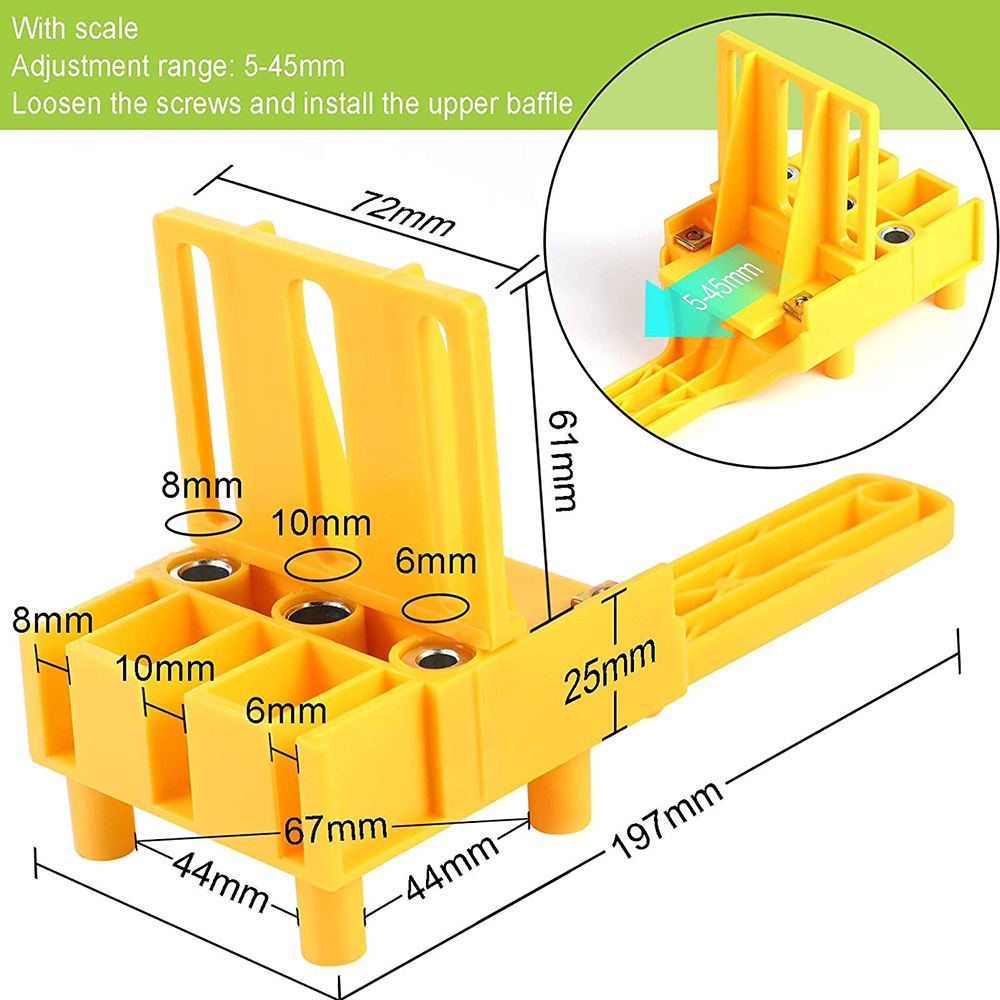 Dowel Jig Alat Pelubang Dowel Penyambung Kayu Papan Kayu Plywood Drill Guide Doweling Jig Jointer