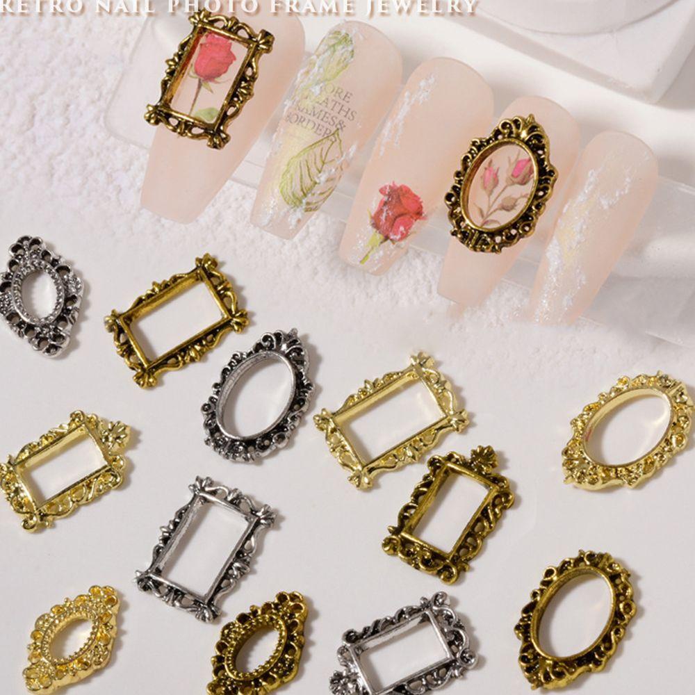 Needway   3D Nail Art Perhiasan Fashion Retro Hollow Dekorasi Patch Alloy Bingkai Foto DIY Nail Art Charms