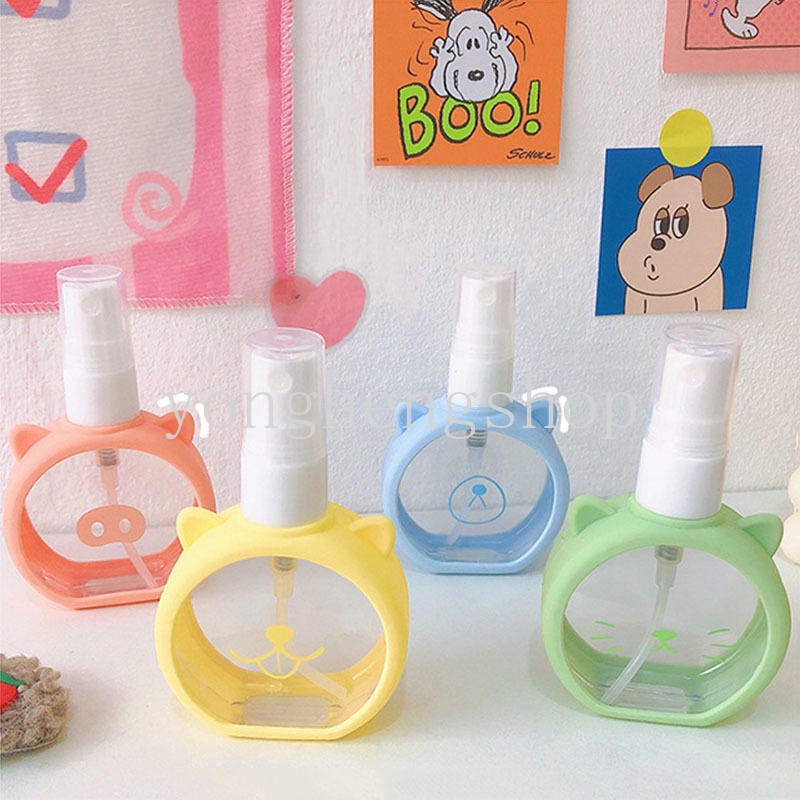 Botol Semprot Isi Ulang Parfum Alkohol Desinfektan Mini Portabel Motif Kartun Kucing 55ml Untuk Travel