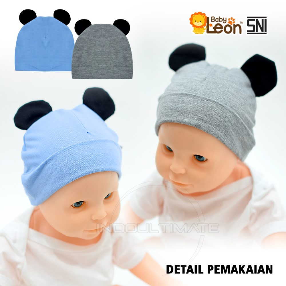 Topi Bayi Topi Kupluk Telinga BABY LEON BH-092 Topi Telinga Topi Bayi Baru lahir Bayi Laki Laki Topi Bayi Perempuan Topi Bayi Lucu Baby Hat penutup kepala anak aksesoris bayi OOTD newborn