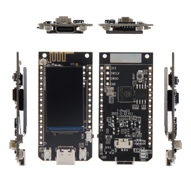 Btsg T-Pico C3 T-Display RP2040 Dual MCU Raspberry Pi Module 1.14 inch LCD IPS Screen Circuits Papan Pengembangan Untuk