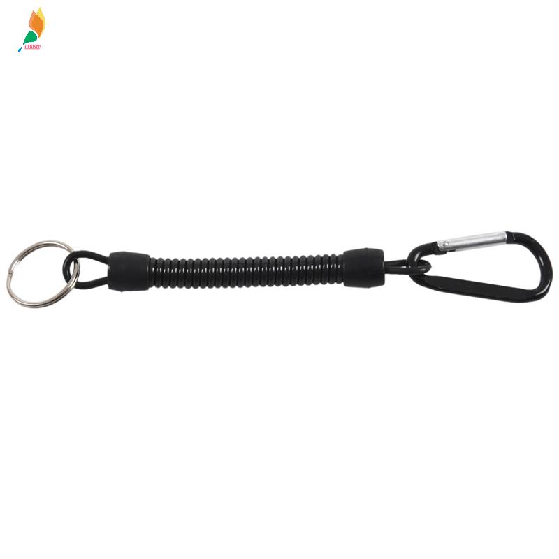 Gantungan Kunci Dengan carabiner Dan Kabel spiral 13cm Warna Acak