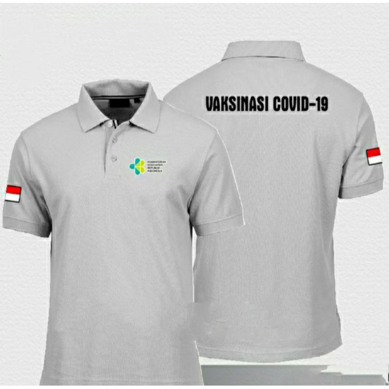 Kaos vaksinasi Kaos Kemenkes RI full bordir depan belakang kaos polo Vaksinasi polo shirt Vaksinasi 