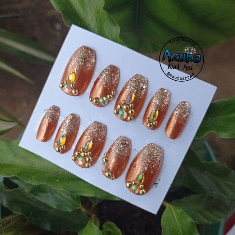 KUKU PALSU GOLD / NAIL ART SIMPEL / AGEN KUPAL WEDDING HOMEMADE